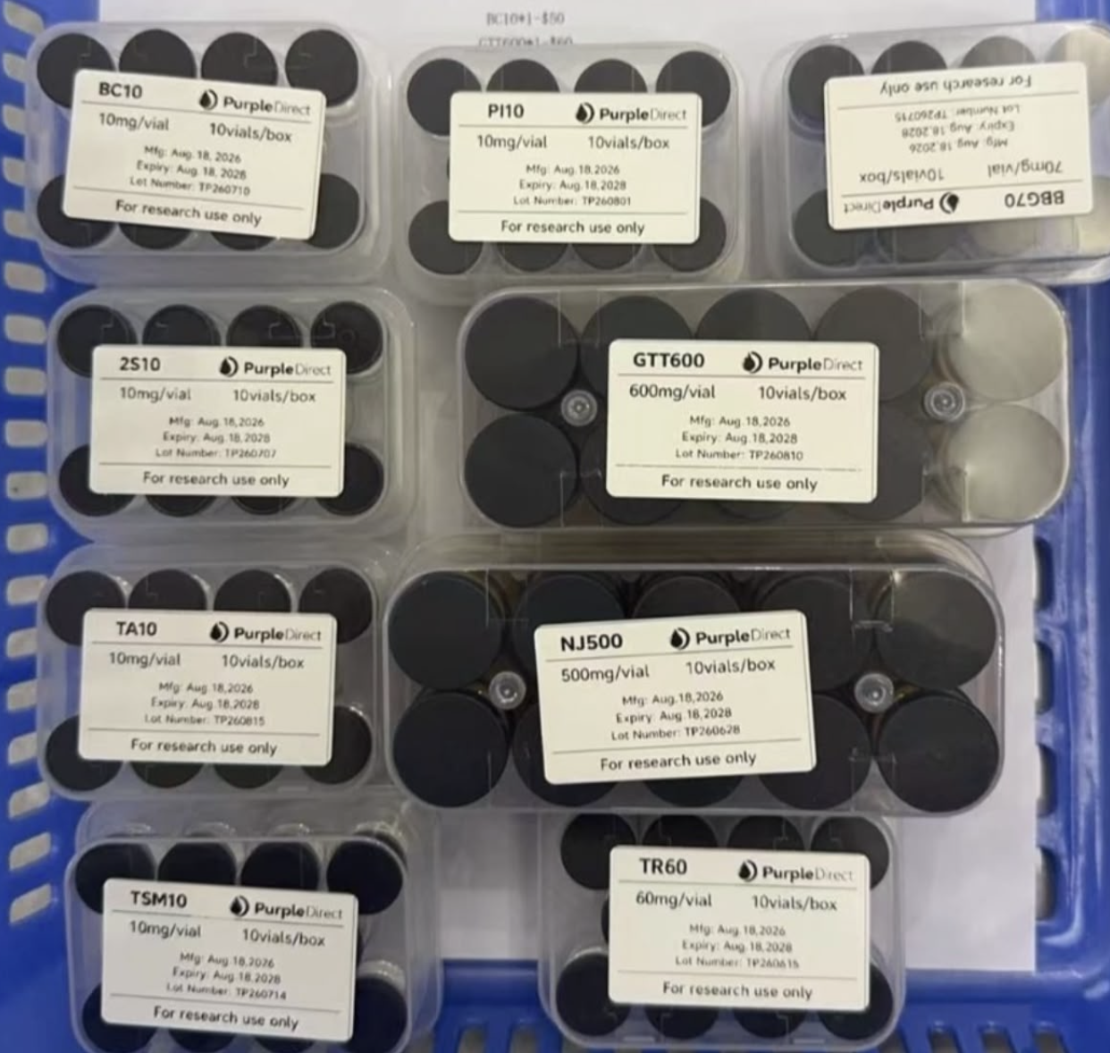 A real Purple Direct order packed and labeled for delivery