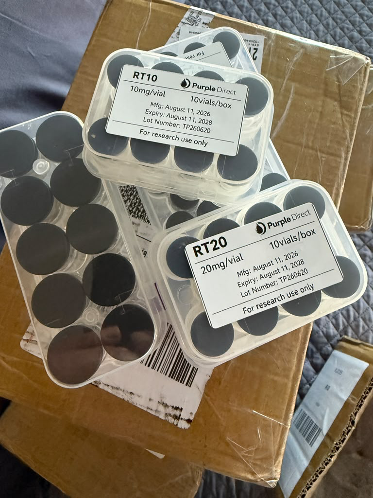 Real PurpleDirect order boxes packed and labeled