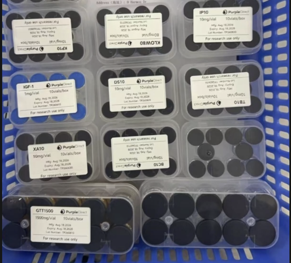 Real Purple Direct orders packed in labeled boxes, ready to ship